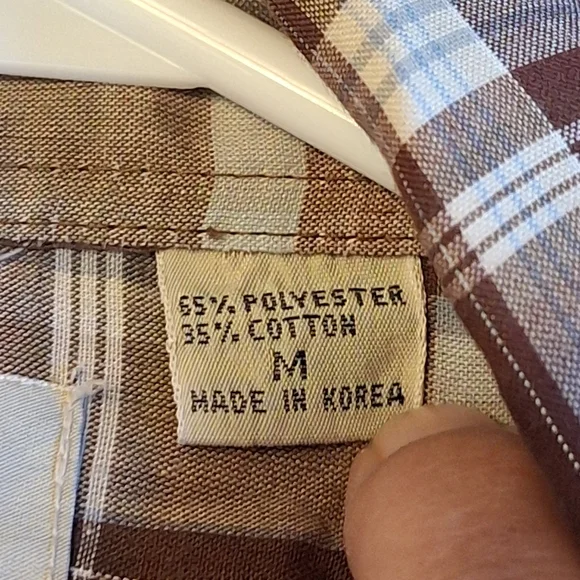 LeviStrauss & Company Brown Plaid Long Sleeve Shirt With Shimmery Gold Threading - Picture 6 of 14